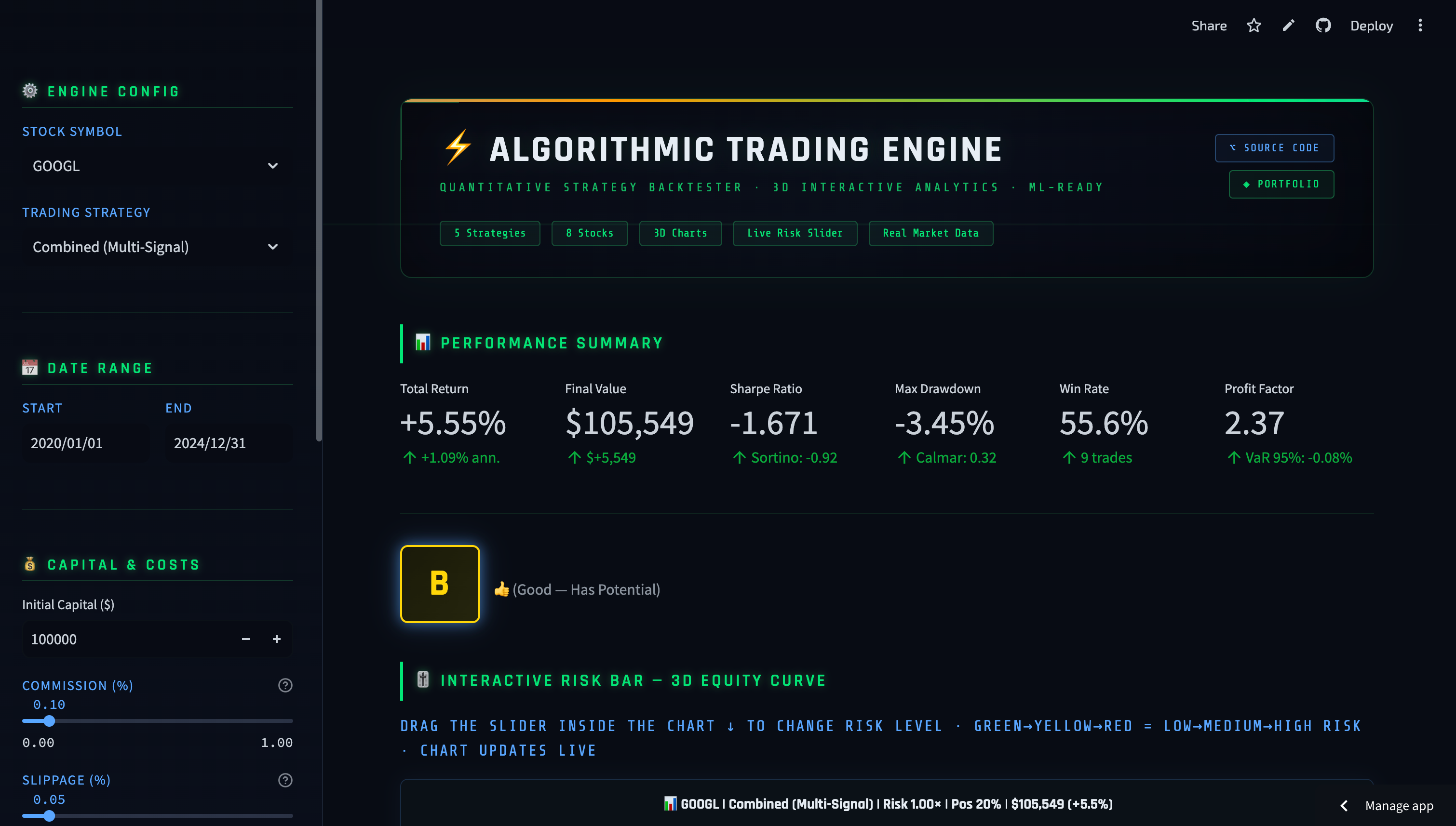 Trading Engine Dashboard